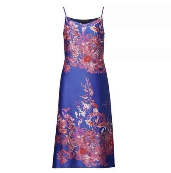 NWT Banana Republic | midi slip dress size 0 flowers leaves - Picture 2 of 5